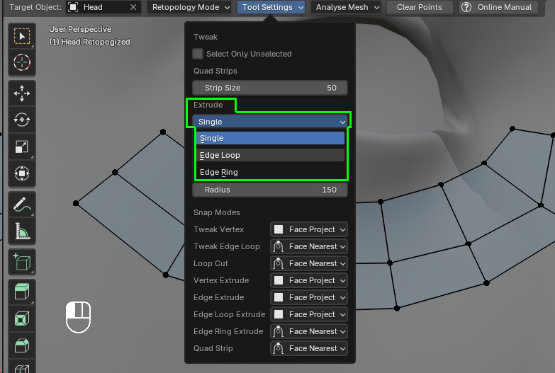 Extrude Edge Options