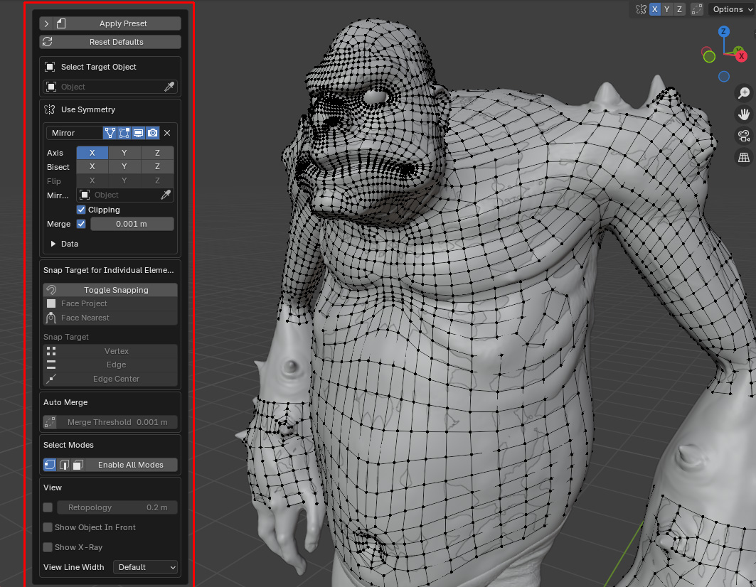 Retopology Menu